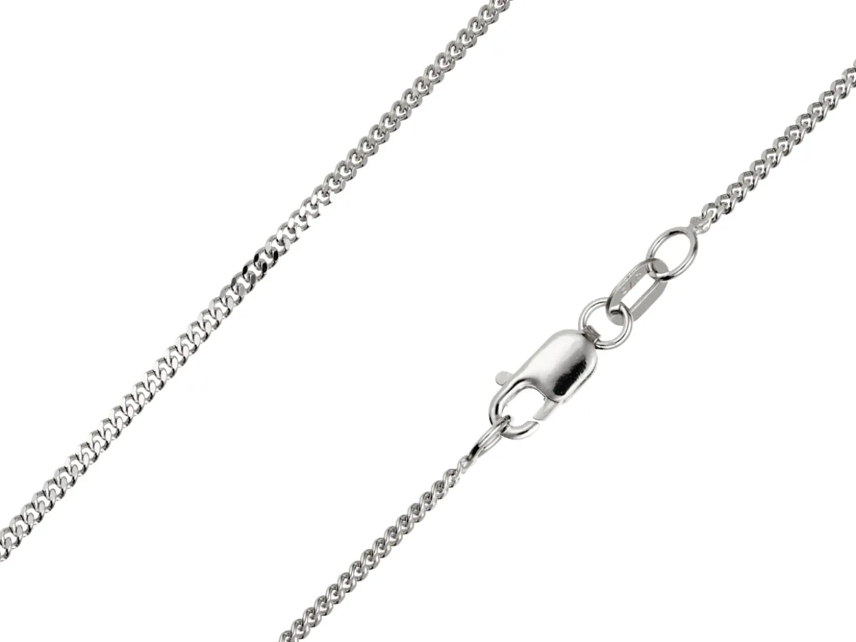 9ct White Gold 1.4mm Diamond Cut Curb Chain 16"/40cm Hallmarked