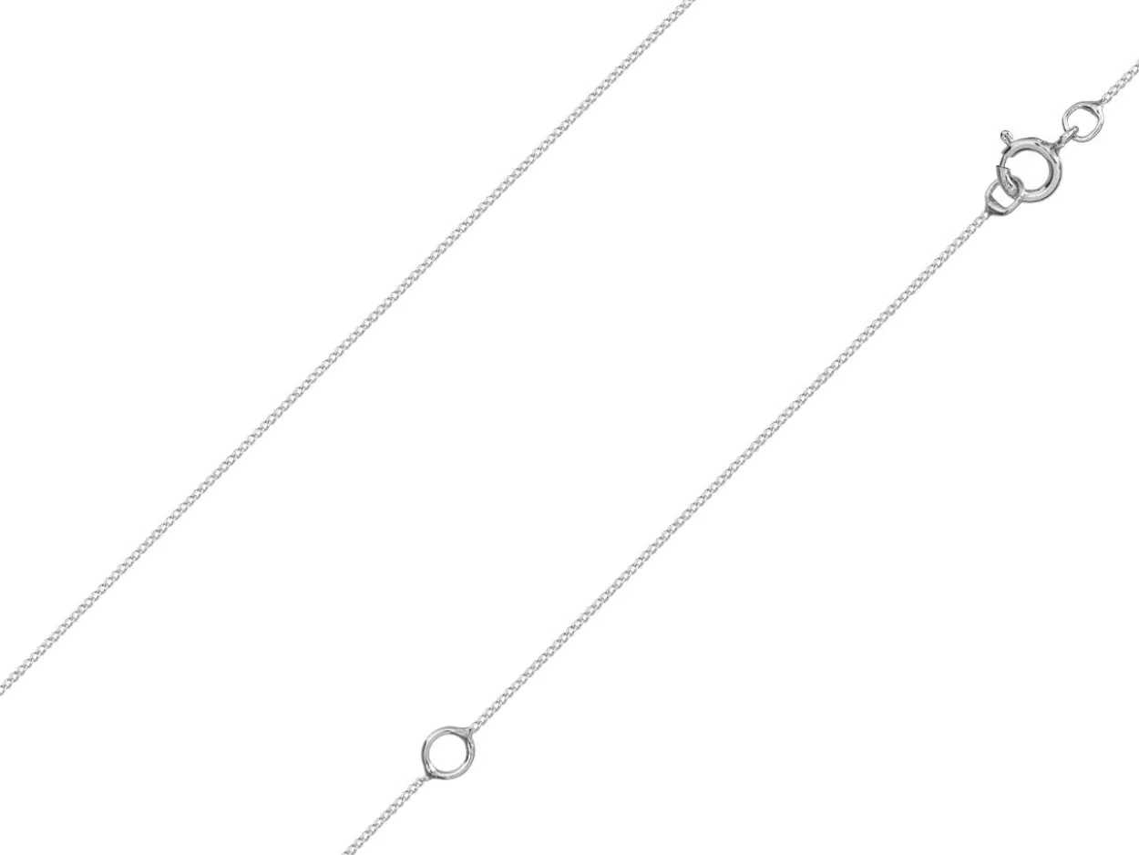 9ct White Gold 0.5mm Diamond Cut Curb Chain With Extender 16-18"/40-45cm Unhallmarked