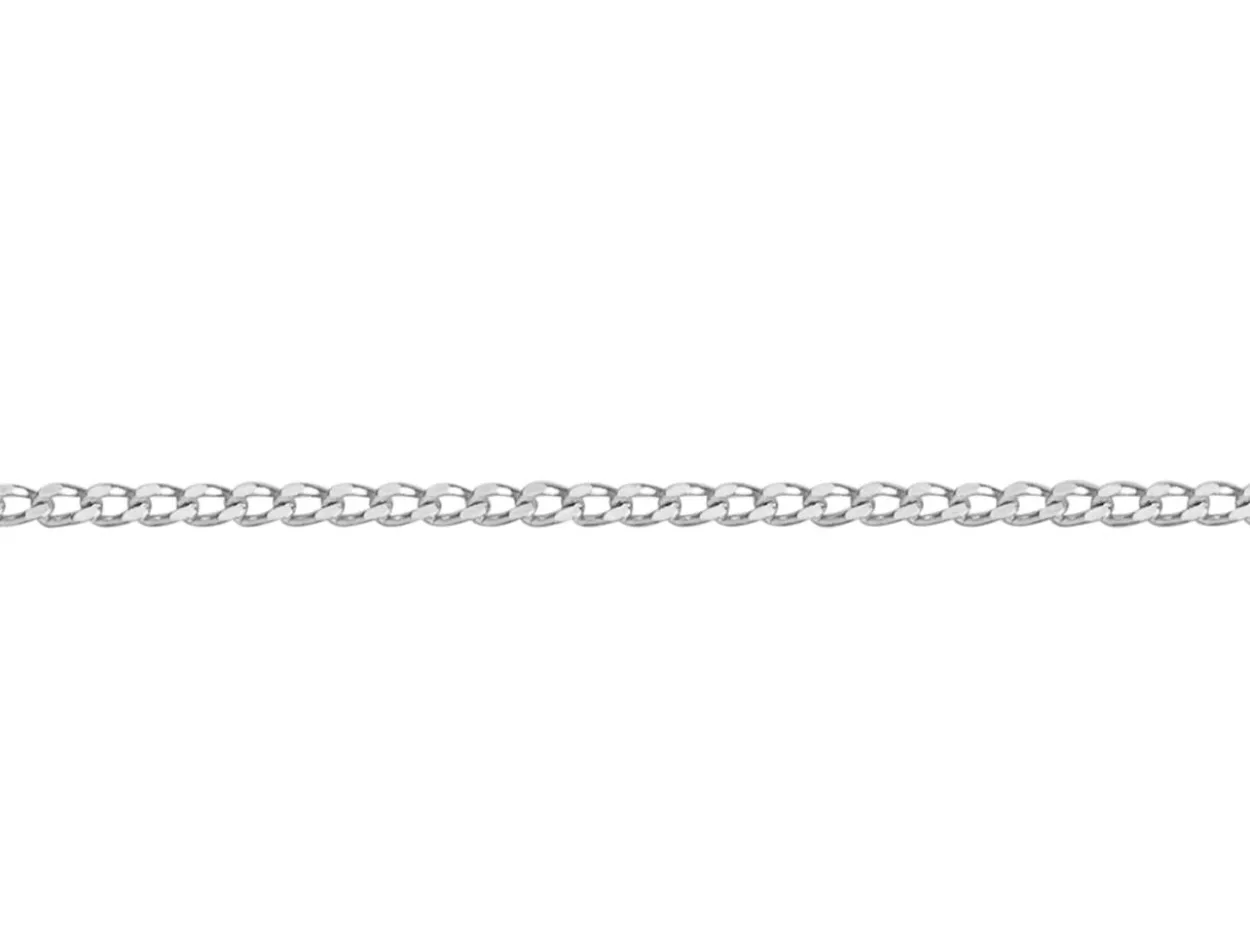 9ct White Gold 0.5mm Diamond Cut Curb Chain With Extender 16-18"/40-45cm Unhallmarked