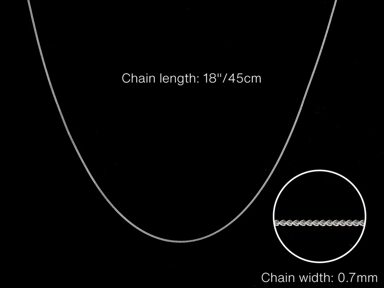 9ct White Gold 0.7mm Diamond Cut Curb Chain 18"/45cm Unhallmarked