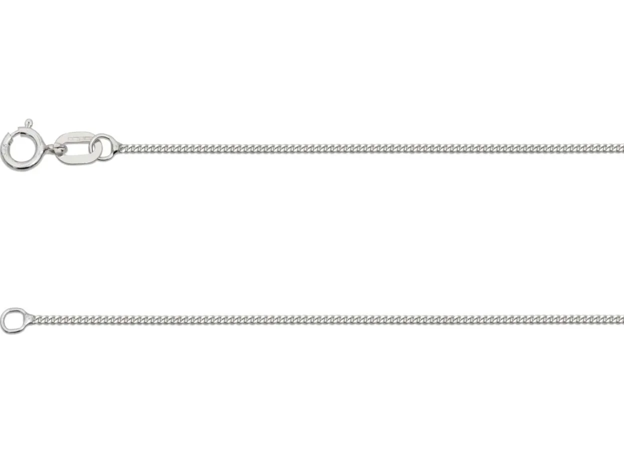 18ct White Gold 0.8mm Diamond Cut Curb Chain 16"/40cm Unhallmarked