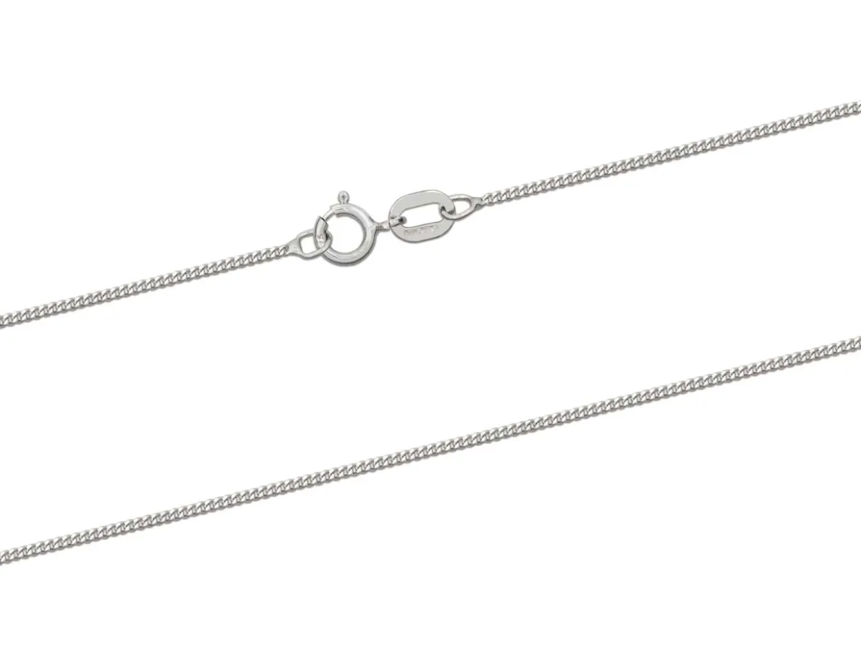 18ct White Gold 0.8mm Diamond Cut Curb Chain 16"/40cm Unhallmarked