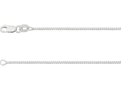 18ct White Gold 1.4mm Diamond Cut Curb Chain 20"/50cm Hallmarked
