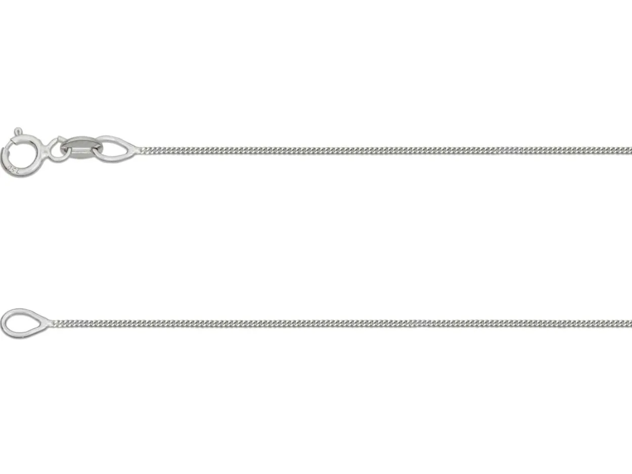 18ct White Gold 0.7mm Diamond Cut Curb Chain 16"/40cm Hallmarked