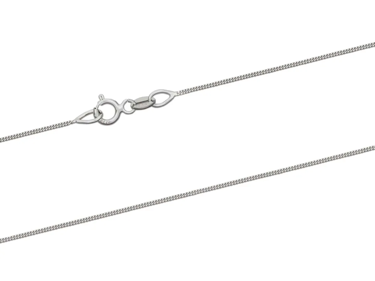 18ct White Gold 0.7mm Diamond Cut Curb Chain 16"/40cm Hallmarked