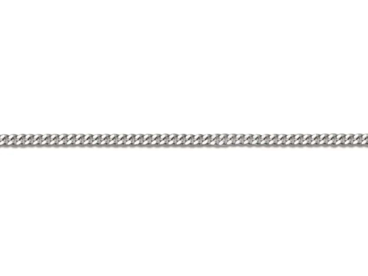 18ct White Gold 0.7mm Diamond Cut Curb Chain 16"/40cm Hallmarked