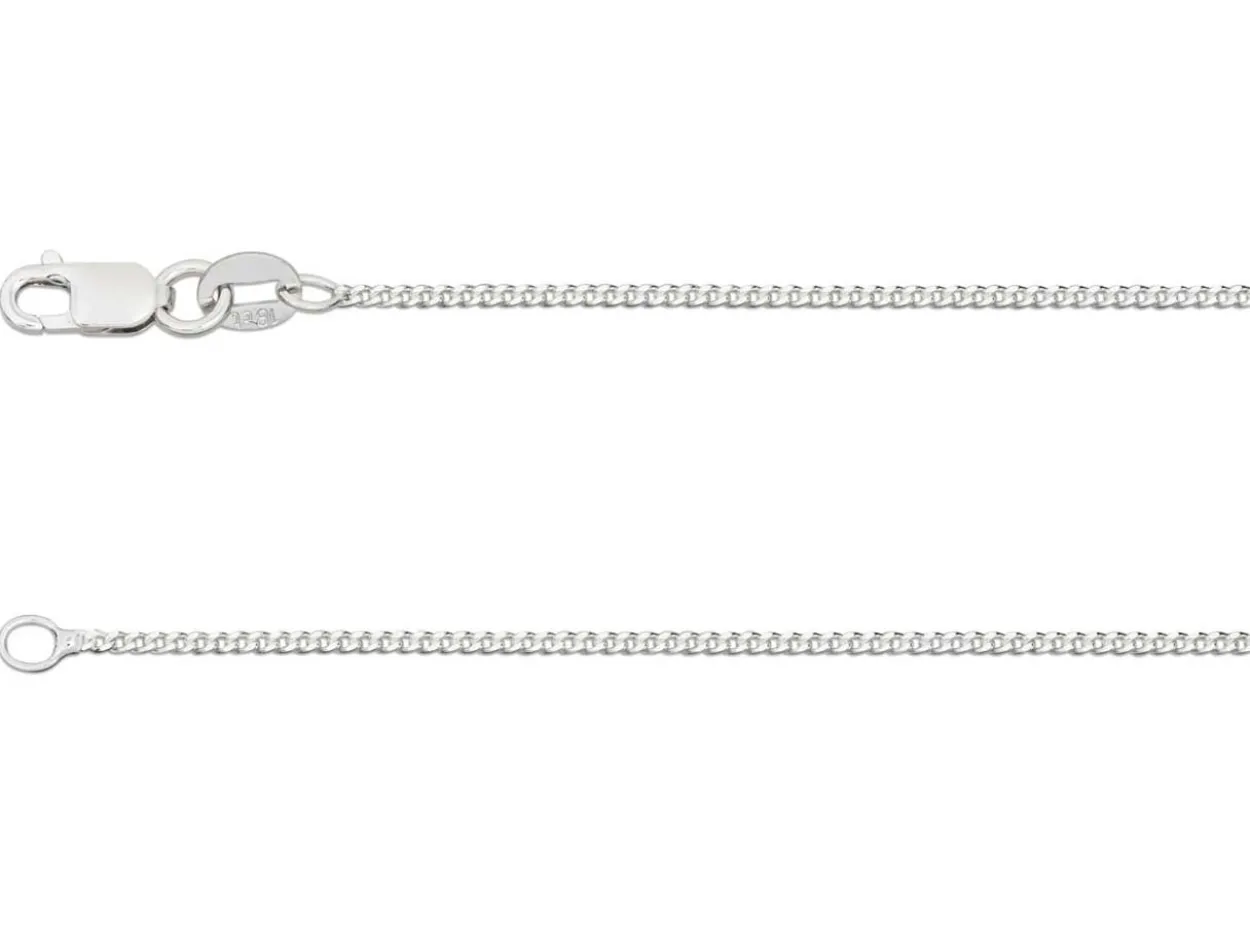 18ct White Gold 1.4mm Diamond Cut Curb Chain 16"/40cm Hallmarked