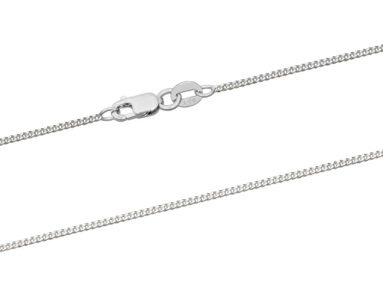 18ct White Gold 1.4mm Diamond Cut Curb Chain 16"/40cm Hallmarked