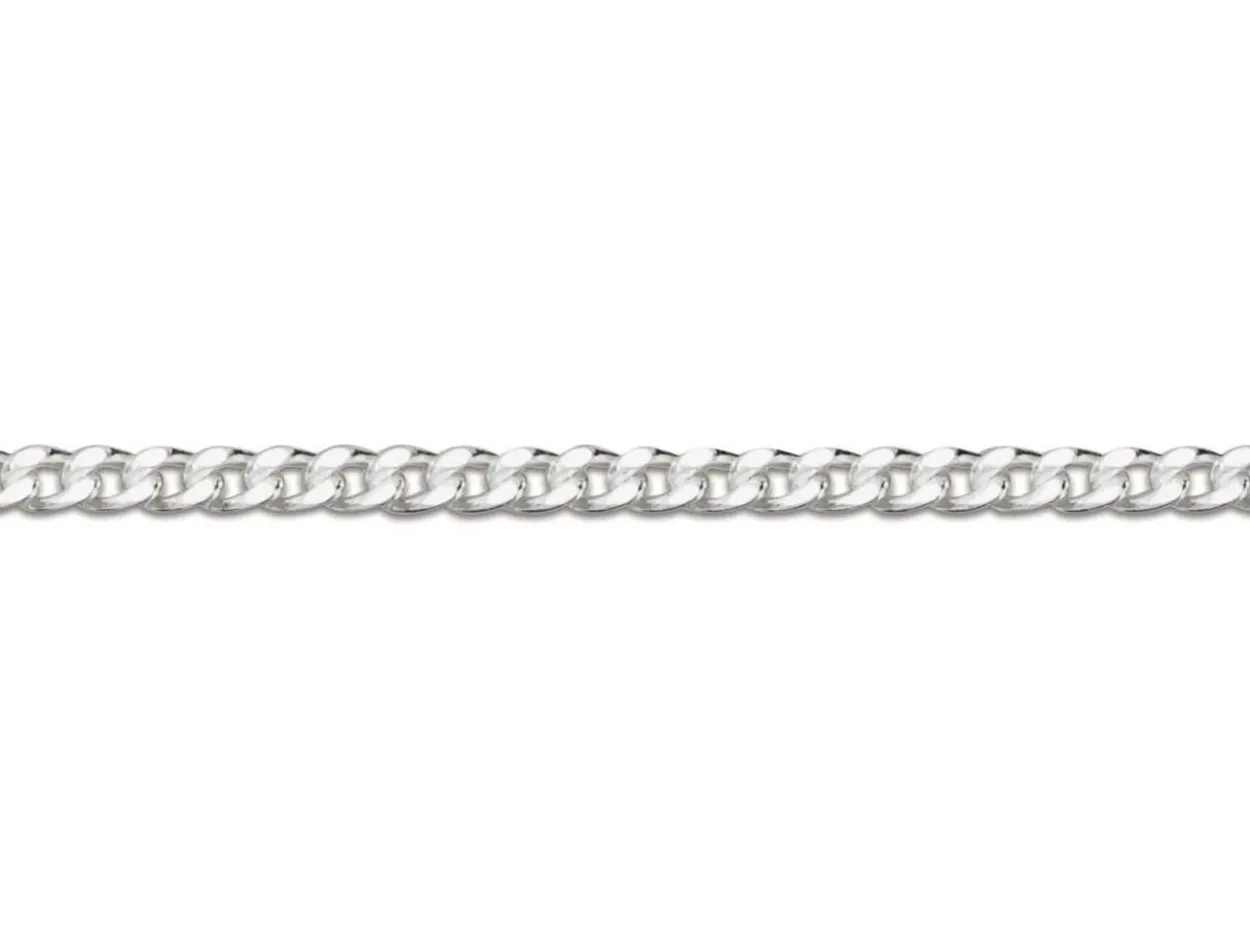 18ct White Gold 1.4mm Diamond Cut Curb Chain 16"/40cm Hallmarked
