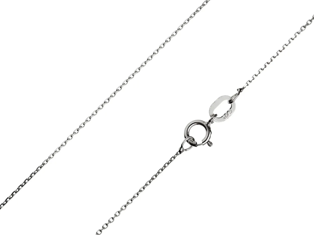 9ct White Gold 0.8mm Diamond Cut Oval Belcher Chain 16"/40cm Light Unhallmarked