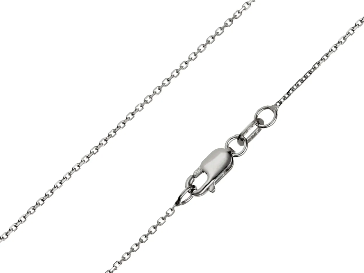 9ct White Gold 0.8mm Diamond Cut Oval Belcher Chain 16"/40cm Hallmarked