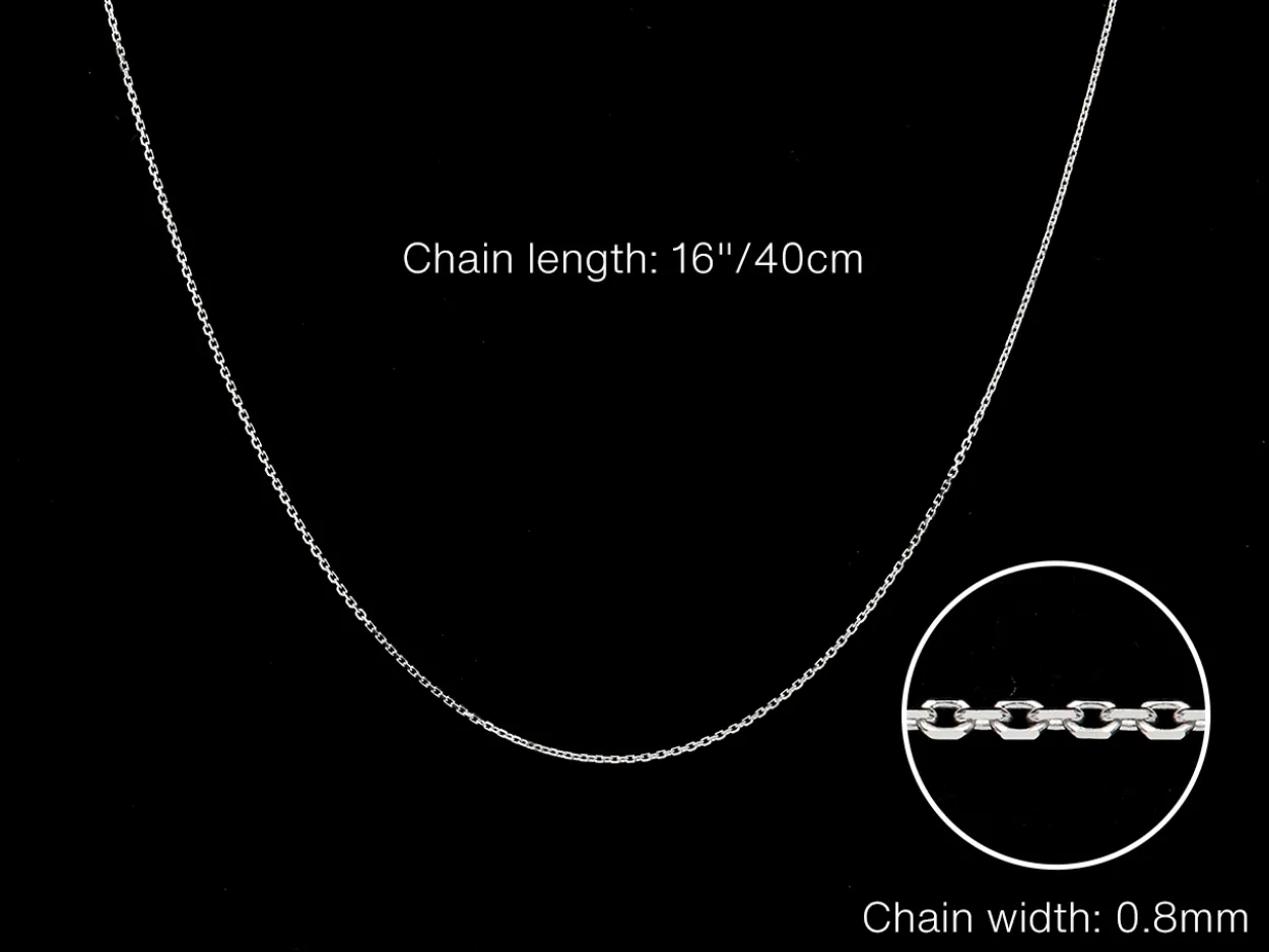 9ct White Gold 0.8mm Diamond Cut Oval Belcher Chain 16"/40cm Hallmarked