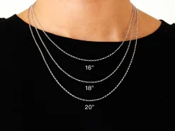 9ct White Gold 0.8mm Diamond Cut Oval Belcher Chain 16