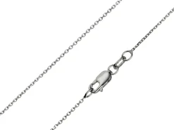 9ct White Gold 0.8mm Diamond Cut Oval Belcher Chain 20"/50cm Heavy Hallmarked