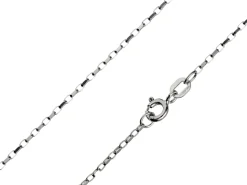 9ct White Gold 1.7mm Diamond Cut Oval Belcher Chain 16"/40cm Hallmarked