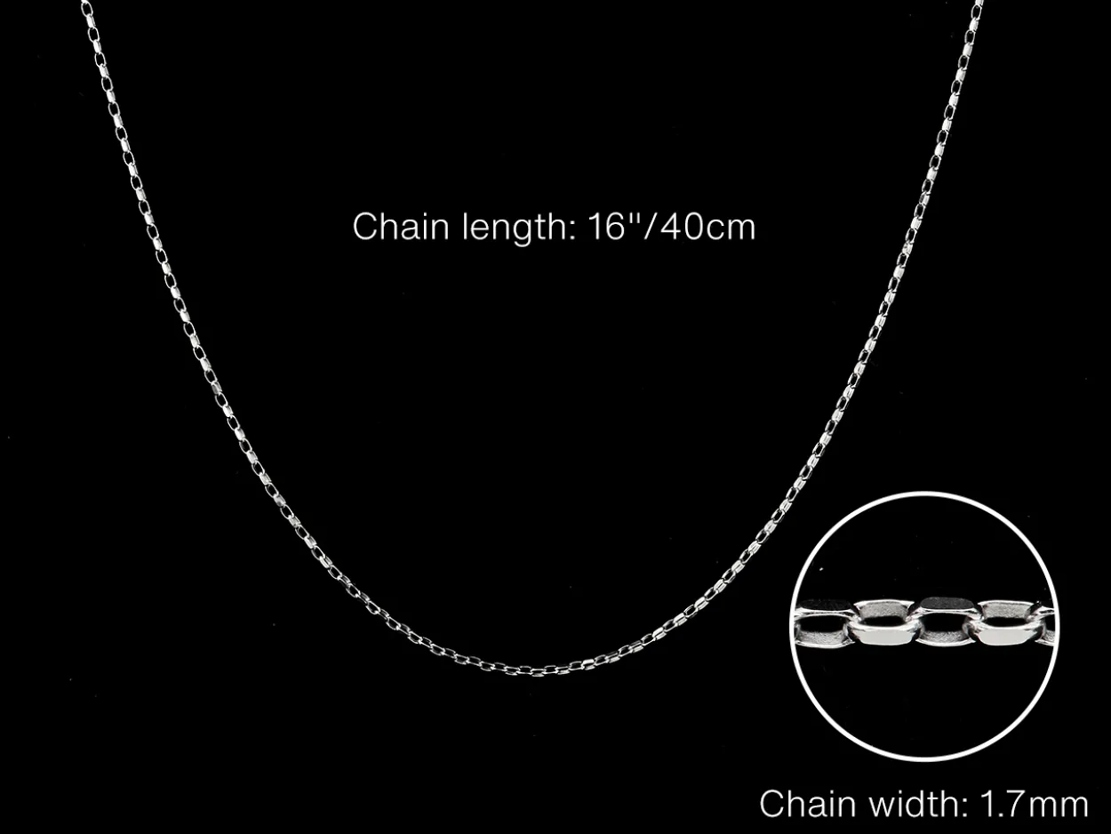 9ct White Gold 1.7mm Diamond Cut Oval Belcher Chain 16"/40cm Hallmarked