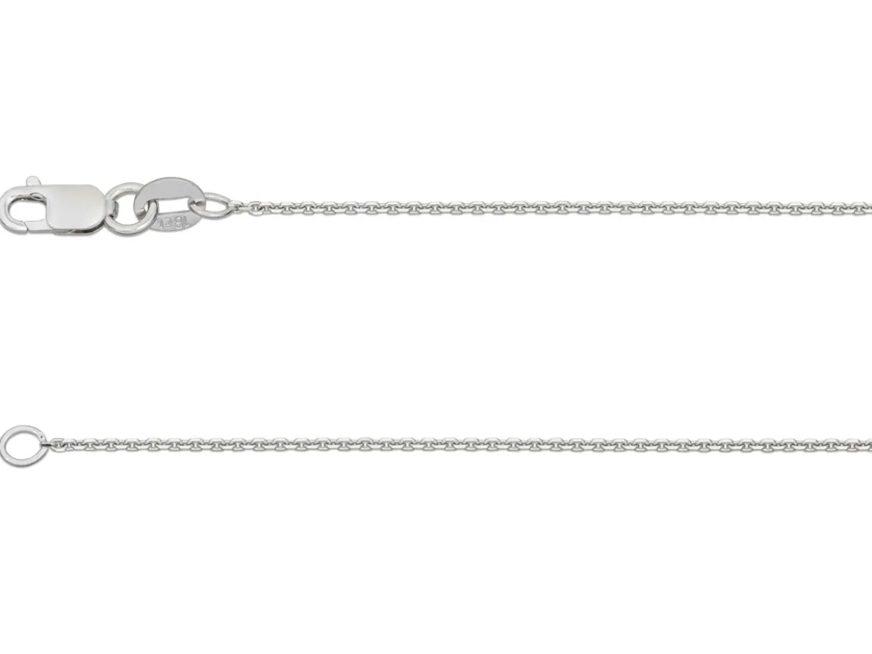 18ct White Gold 0.8mm Diamond Cut Oval Trace Chain 16"/40cm Hallmarked
