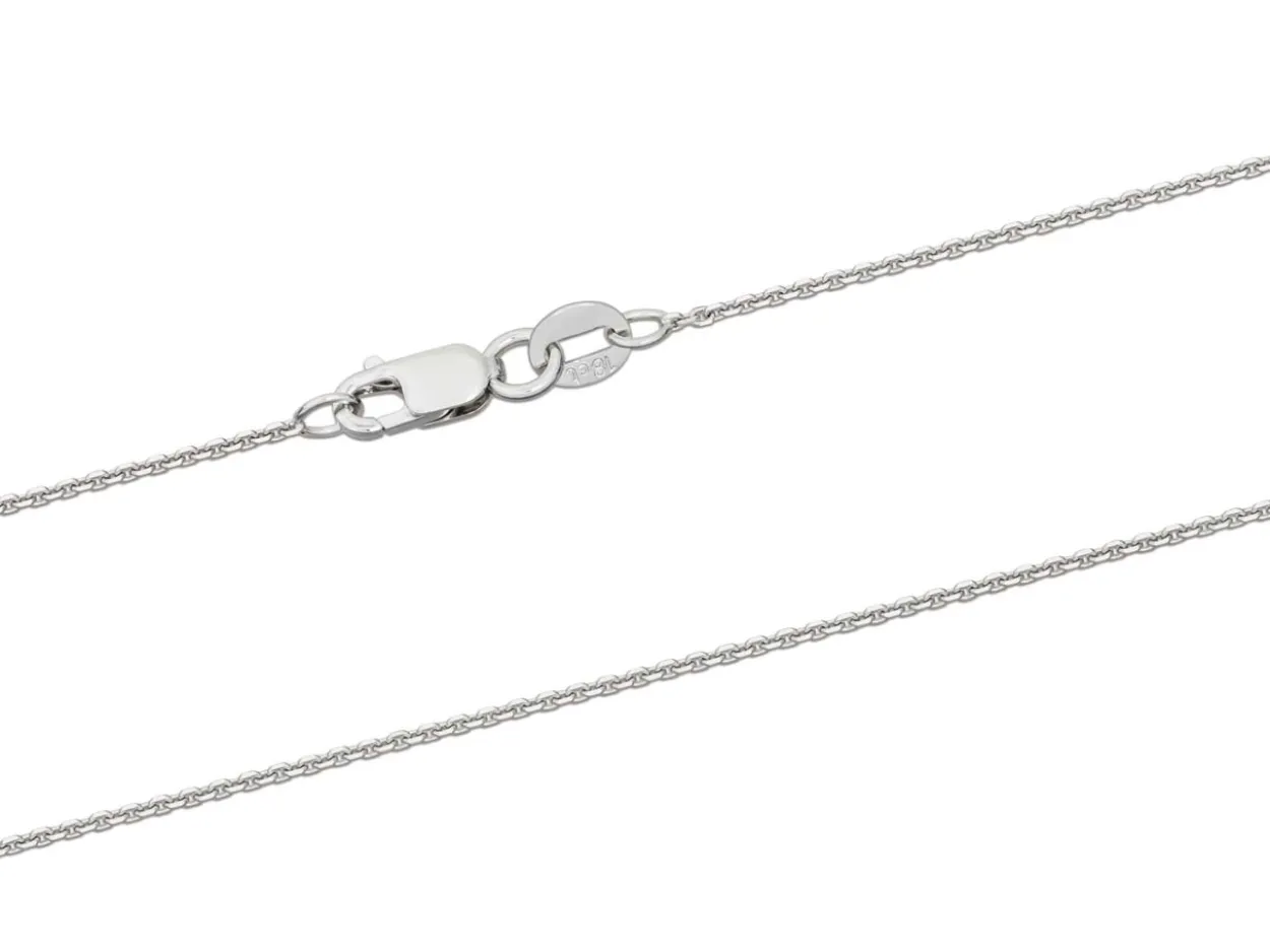18ct White Gold 0.8mm Diamond Cut Oval Trace Chain 16"/40cm Hallmarked