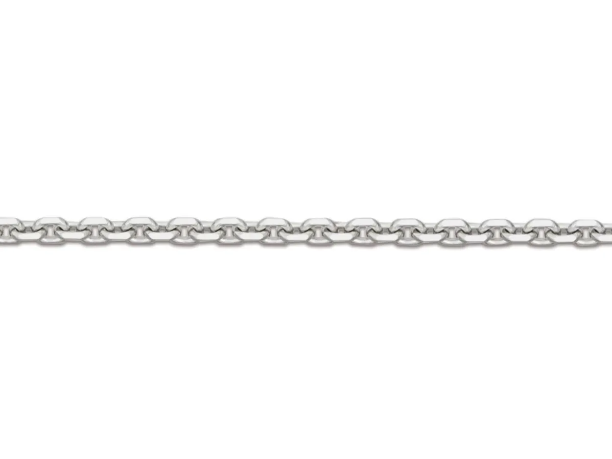 18ct White Gold 0.8mm Diamond Cut Oval Trace Chain 16"/40cm Hallmarked