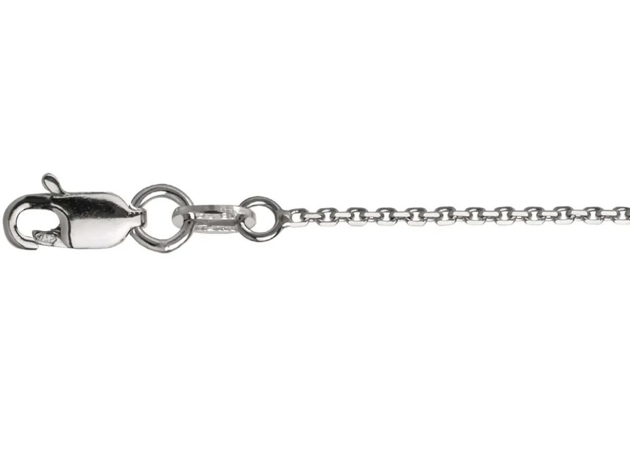 18ct White Gold 1.1mm Diamond Cut Oval Trace Chain 18"/45cm Hallmarked