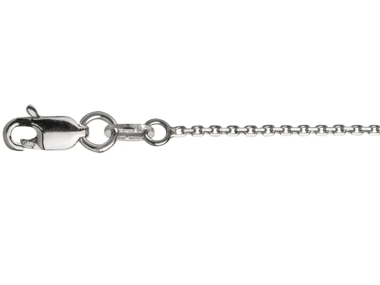 18ct White Gold 1.1mm Diamond Cut Oval Trace Chain 16"/40cm Hallmarked