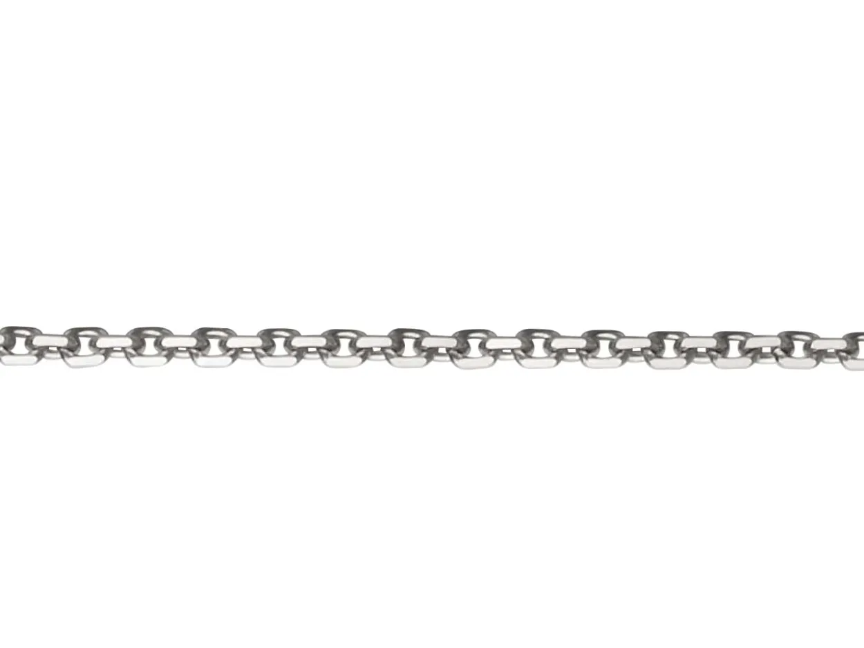 18ct White Gold 1.1mm Diamond Cut Oval Trace Chain 16"/40cm Hallmarked