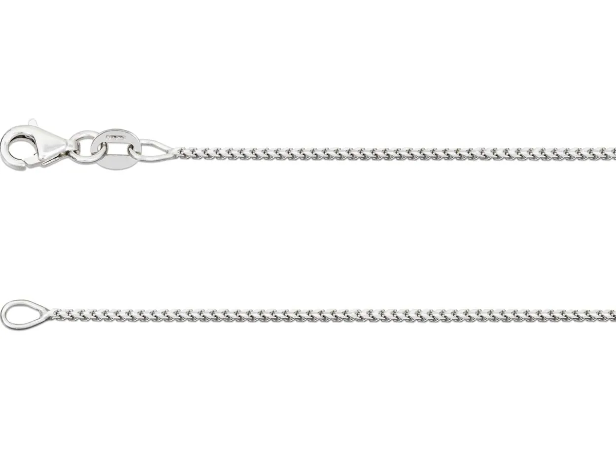 18ct White Gold 1.4mm Franco Chain 18"/45cm Hallmarked