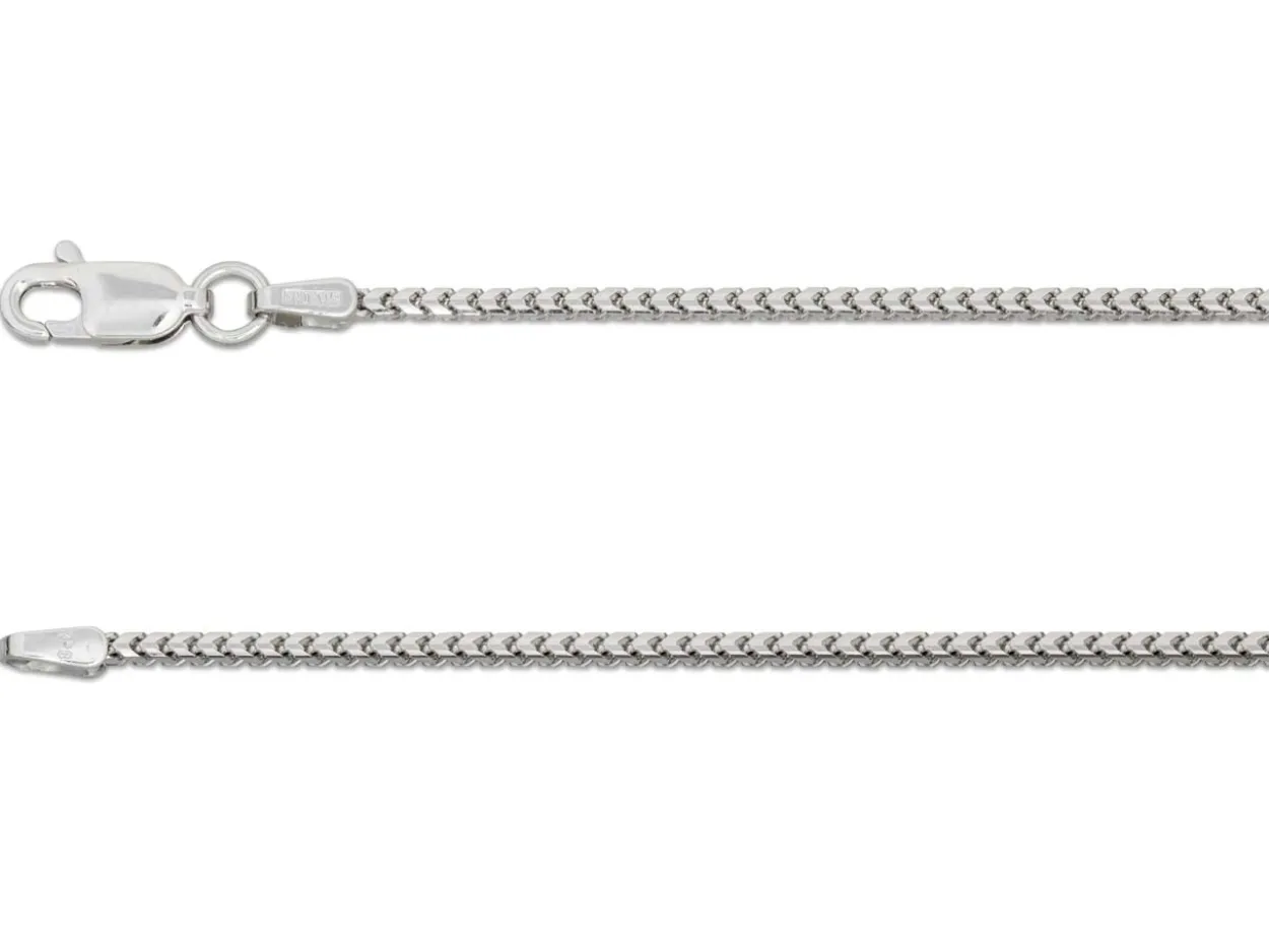 9ct White Gold 1.5mm Franco Chain 20"/50cm Hallmarked