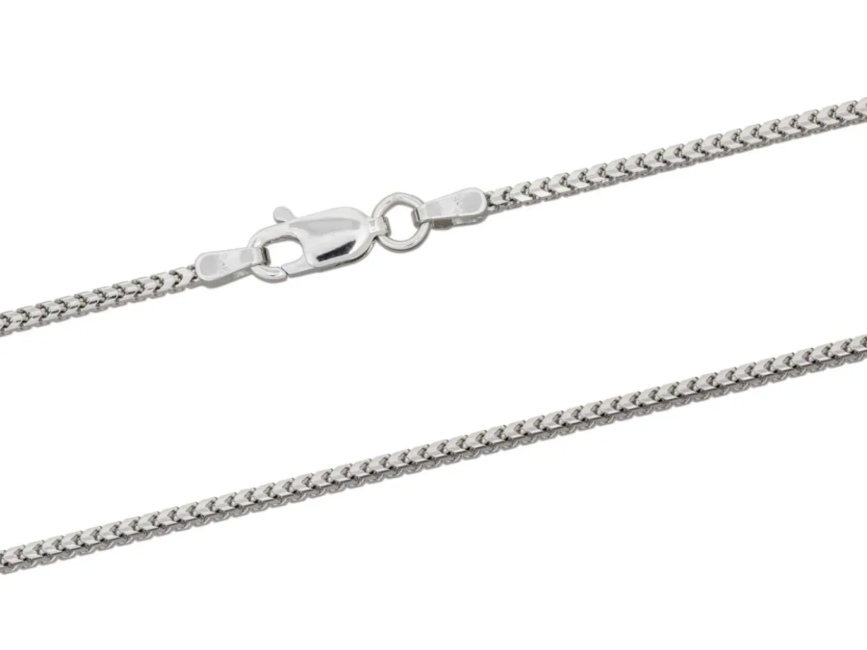 9ct White Gold 1.5mm Franco Chain 20"/50cm Hallmarked