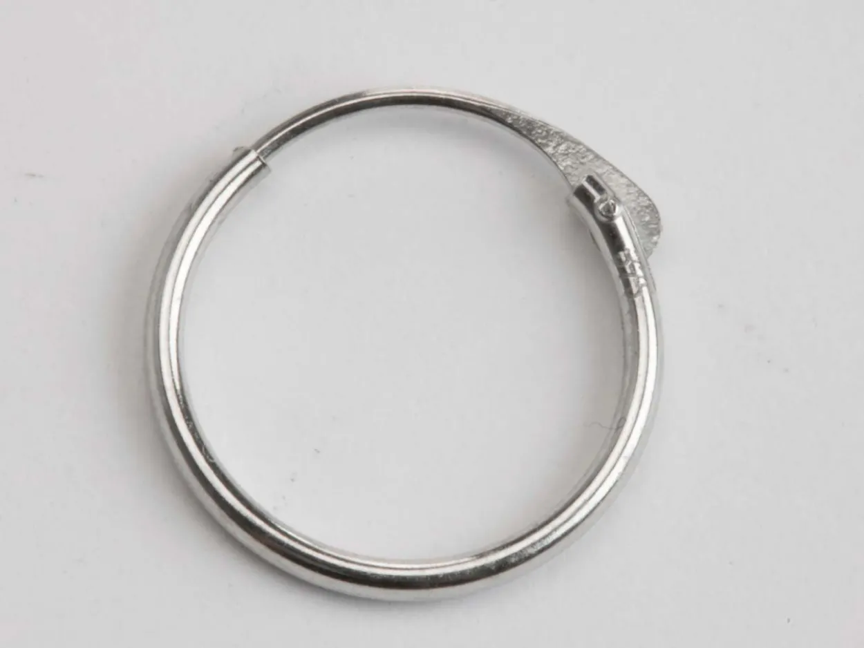 9ct White Gold 11.0mm Hinged Sleeper Hoop Earrings, Pack Of 2, 100% Recycled Gold