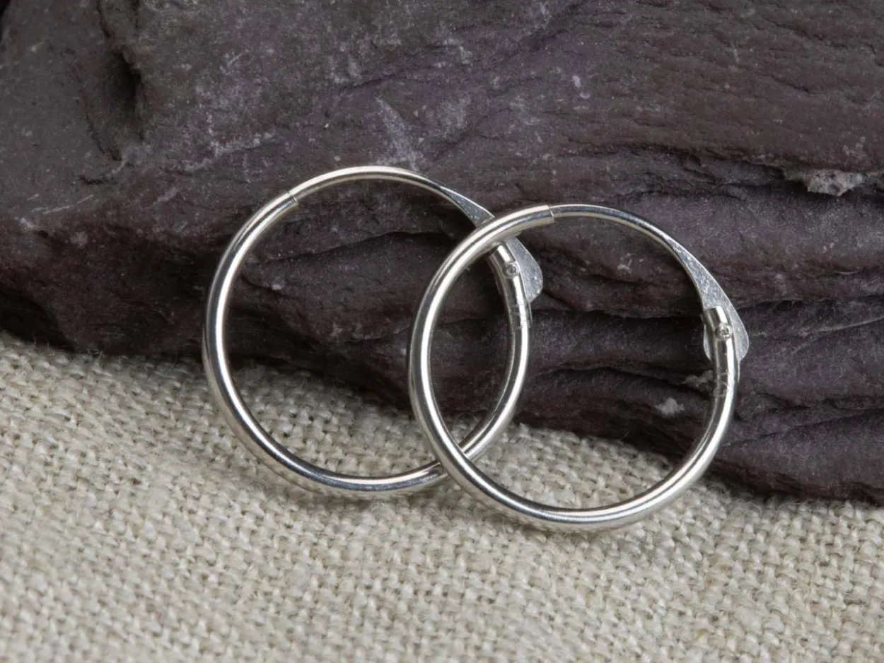 9ct White Gold 11.0mm Hinged Sleeper Hoop Earrings, Pack Of 2, 100% Recycled Gold
