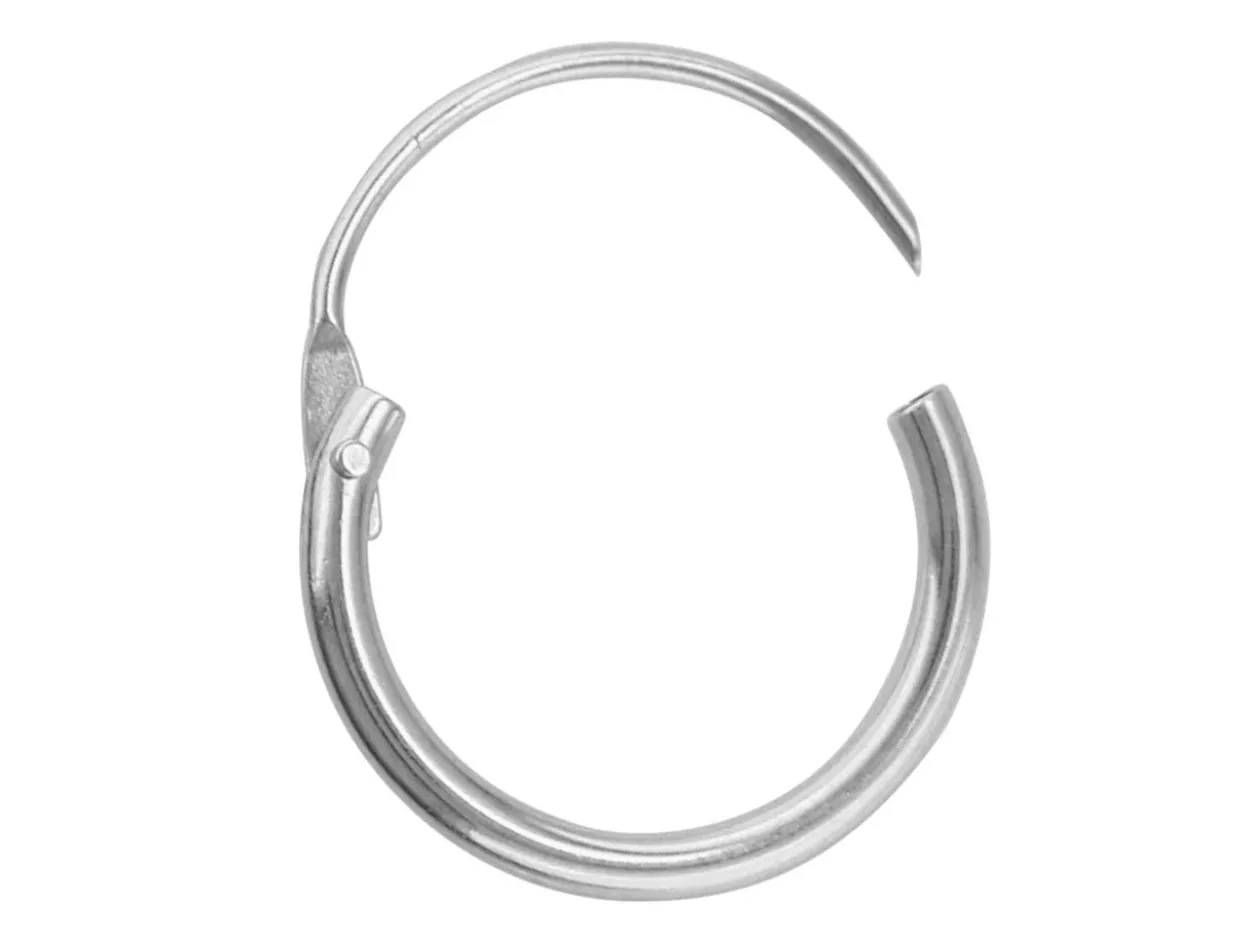 9ct White Gold 11mm Hinged Sleeper Hoop Earring, 100% Recycled Gold