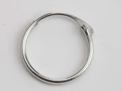 9ct White Gold 11mm Hinged Sleeper Hoop Earring, 100% Recycled Gold
