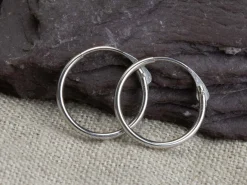 9ct White Gold 11mm Hinged Sleeper Hoop Earring, 100% Recycled Gold