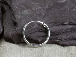9ct White Gold 13mm Hinged Sleeper Hoop Earring, 100% Recycled Gold