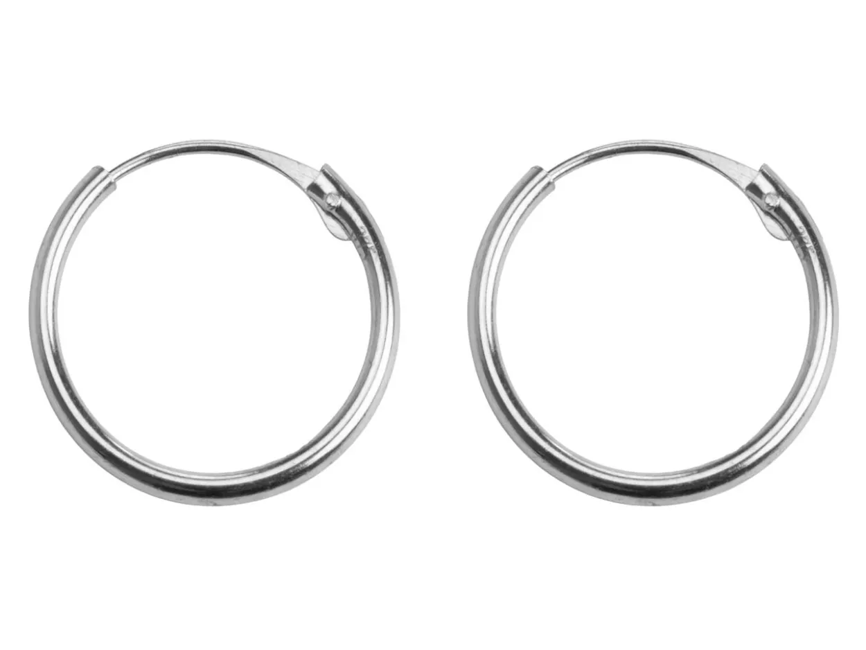 9ct White Gold 13.0mm Hinged Sleeper Hoop Earrings, Pack Of 2, 100% Recycled Gold