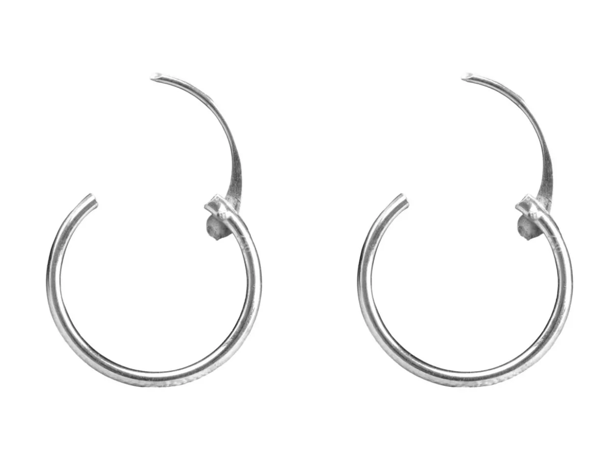 18ct White Gold 11mm Hinged Sleeper Hoop Earring, 100% Recycled Gold