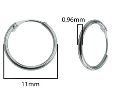 18ct White Gold 11mm Hinged Sleeper Hoop Earring, 100% Recycled Gold