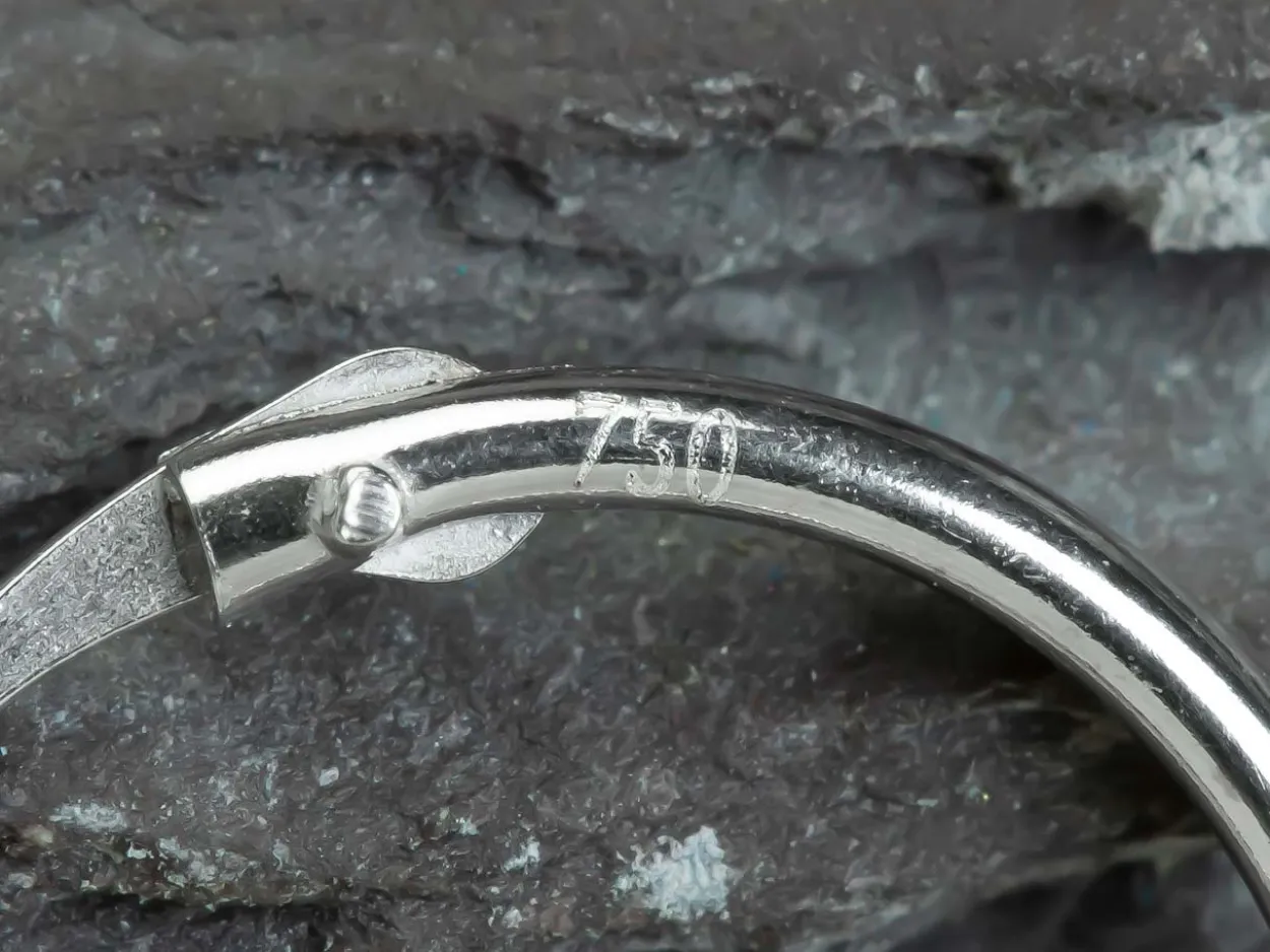 18ct White Gold 11mm Hinged Sleeper Hoop Earring, 100% Recycled Gold