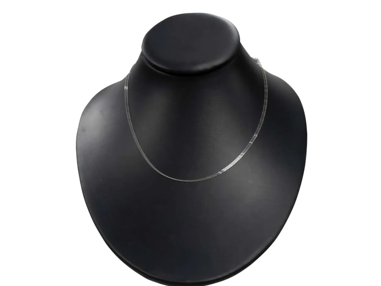 18ct White Gold 0.6mm Round Belcher Chain 18"/45cm Hallmarked