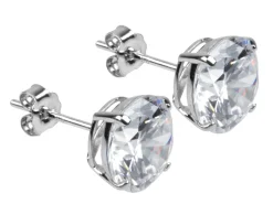 9ct White Gold 8mm Round Cubic Zirconia Stud Earring