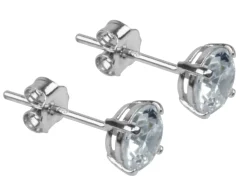 9ct White Gold 5mm Round Cubic Zirconia Stud Earrings Basket