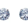 9ct White Gold 6mm Round Cubic Zirconia Stud Earrings Basket