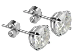 9ct White Gold 6mm Round Cubic Zirconia Stud Earrings Basket