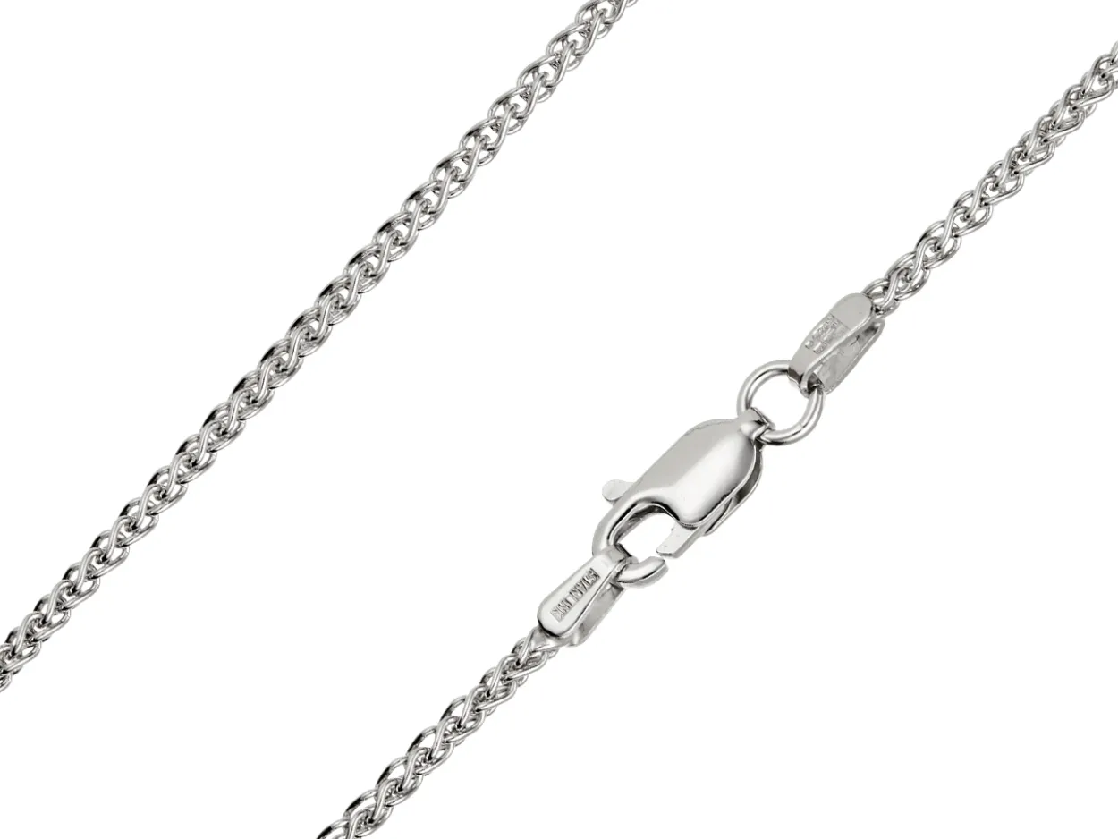 9ct White Gold 1.5mm Round Spiga Chain 18"/45cm Hallmarked