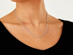9ct White Gold 1.5mm Round Spiga Chain 18