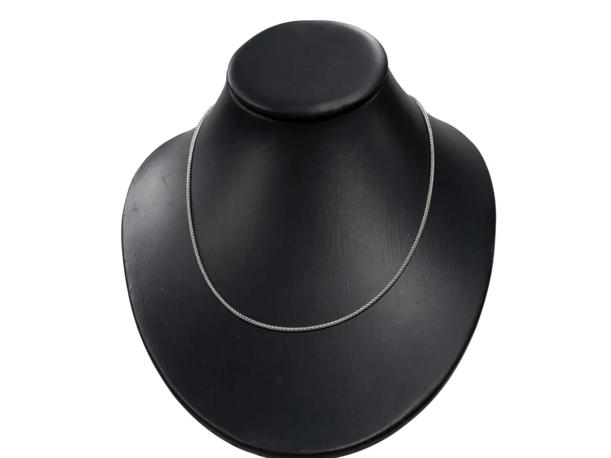 18ct White Gold 1.5mm Round Spiga Chain 20"/50cm Hallmarked