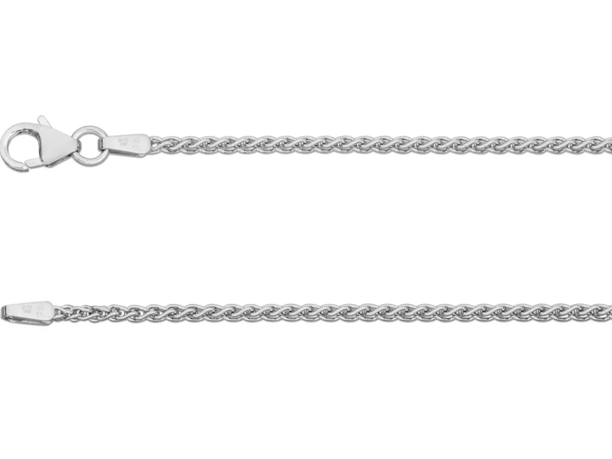 18ct White Gold 1.5mm Round Spiga Chain 16"/40cm Hallmarked