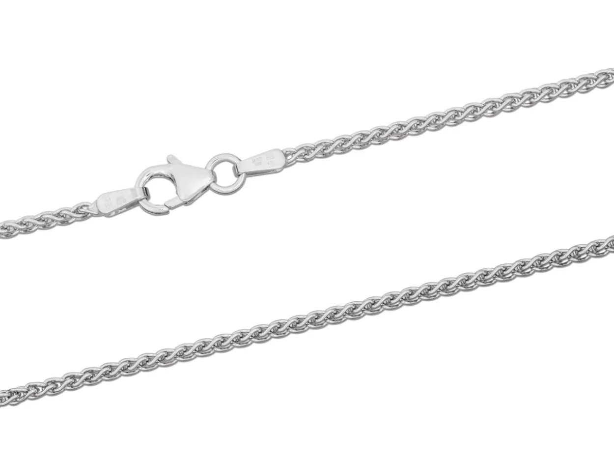 18ct White Gold 1.5mm Round Spiga Chain 16"/40cm Hallmarked