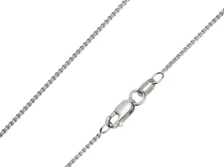 9ct White Gold 1.0mm Round Spiga Chain 16"/40cm Hallmarked
